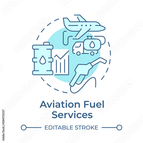 Aviation fuel services soft blue concept icon. Aircraft maintenance, engineering. Round shape line illustration. Abstract idea. Graphic design. Easy to use in infographic, presentation