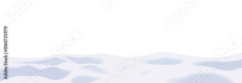 Christmas winter vector illustration of empty snowbanks field. Snow landscape, frozen hills, and snowdrifts decoration isolated on a transparent background
