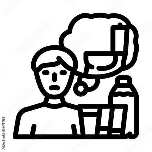 excessive thirst urination disease symptom line icon vector. excessive thirst urination disease symptom sign. isolated contour symbol black illustration