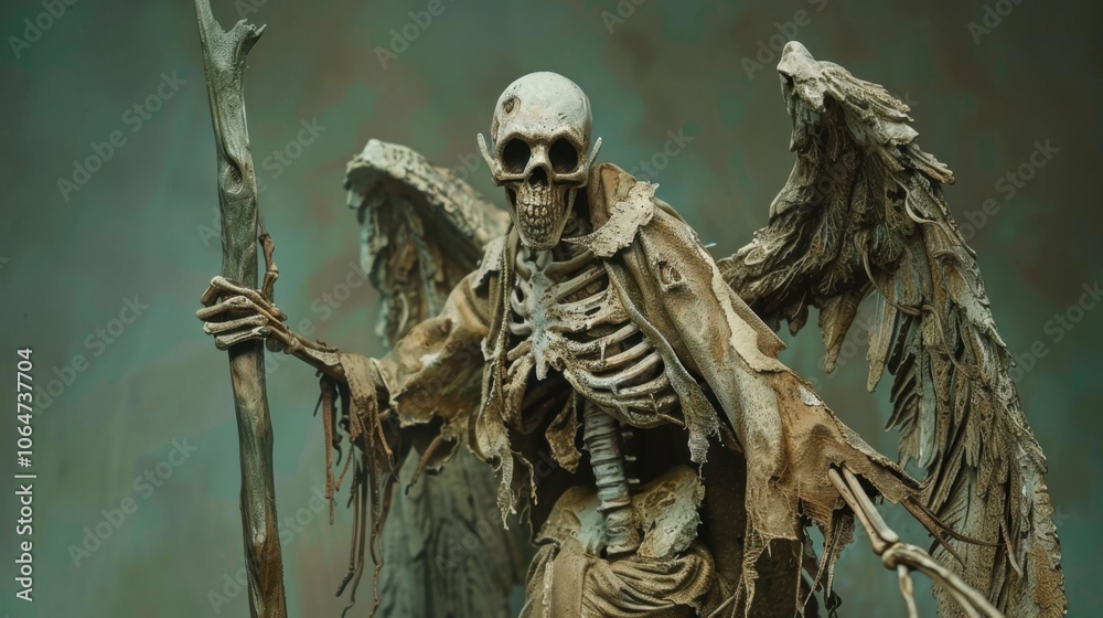 Fototapeta premium Intricate Sculpture of a Skeletal Figure Perfect for Artistic Projects and Creative Presentations