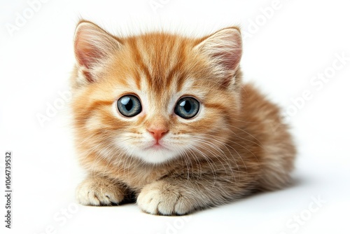 Adorable Cat Sitting on White Background