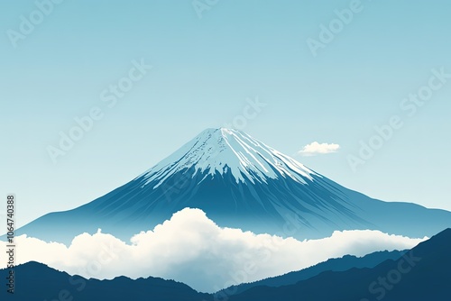 a blue and white mountain with clouds in the foreground photo