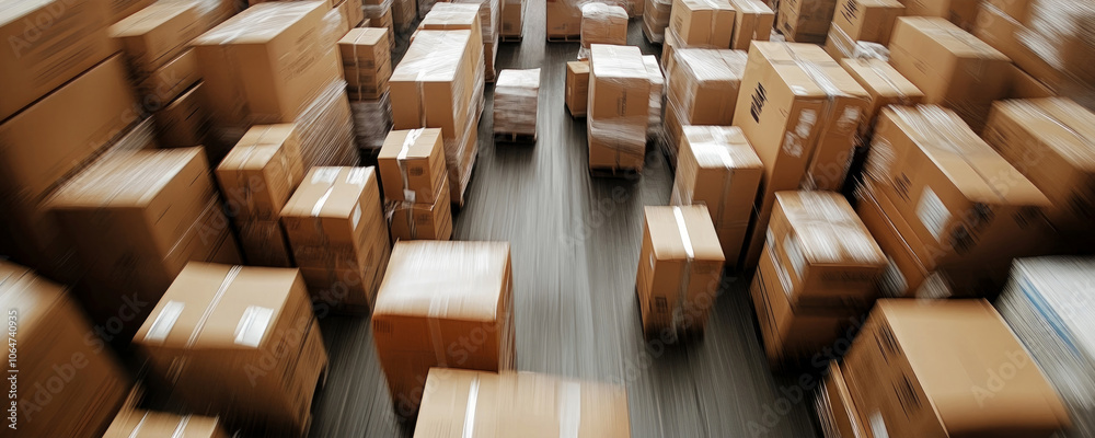 Numerous cardboard boxes are organized throughout the depot, showcasing the busy nature of shipping and storage activities in the afternoon light Numerous cardboard boxes are organized throughout the depot, showcasing the busy nature of shipping and storage activities in the afternoon light
