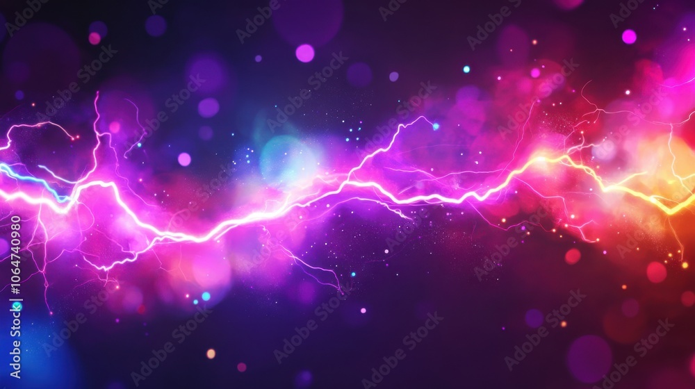 Vibrant Lightning Across Colorful Background