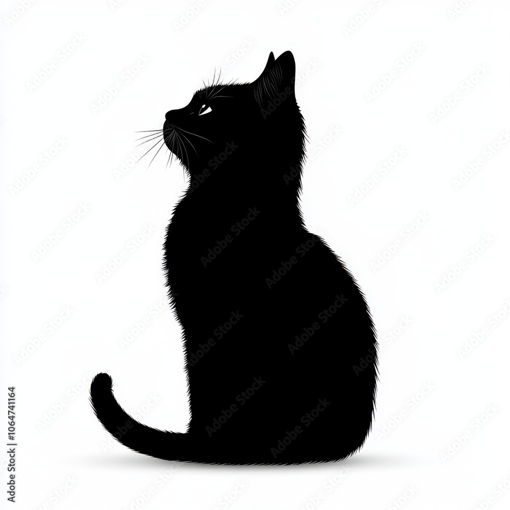 Black Cat Silhouette on White Background Black Cat Silhouette on White Background