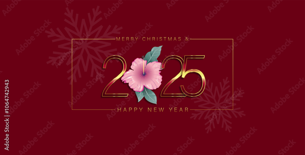 Fototapeta premium Merry Christmas And Happy New Year 2025 Stunning And Very Beautiful Design