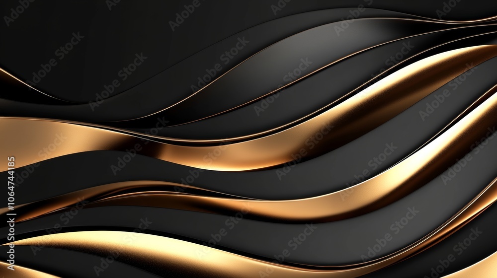 A sleek design featuring flowing waves of gold and black, creating a luxurious and modern aesthetic. A sleek design featuring flowing waves of gold and black, creating a luxurious and modern aesthetic.