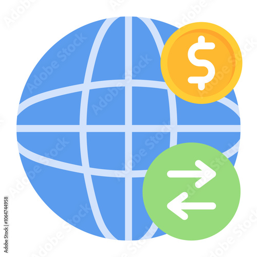 Global Cash Transfer icon vector image. Can be used for Trading.