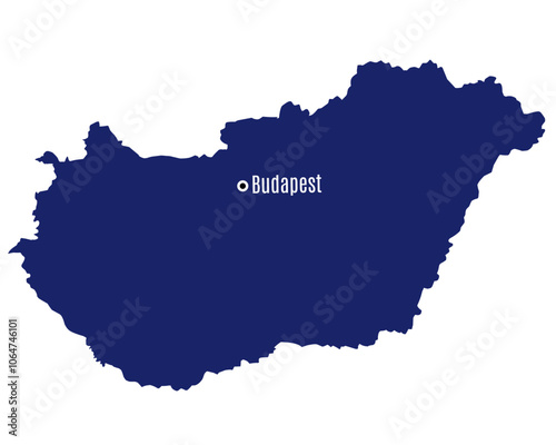 silhouette map of hungary with country capitals