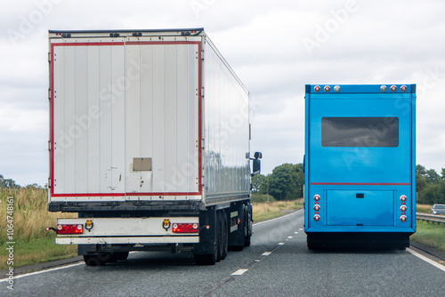 Принти на полотні A Large HGV Lorry Overtaking Another On A Carriageway