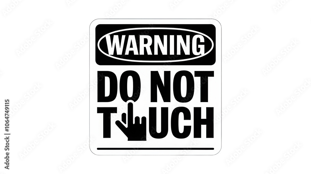 Warning sign: Do Not Touch on a white isolated background, transparent background Warning sign: Do Not Touch on a white isolated background, transparent background