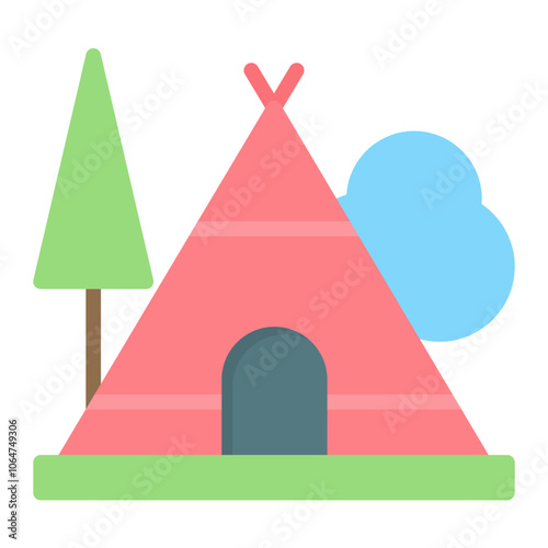 Campsite icon vector image. Can be used for Trekking.