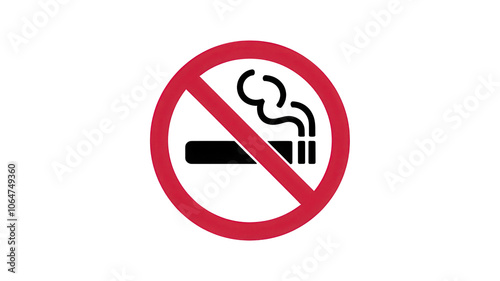 No smoking symbol with a cigarette, red circle and line., transparent background