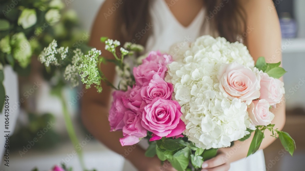 Fototapeta premium Elegant Bouquet of Pink and White Flowers