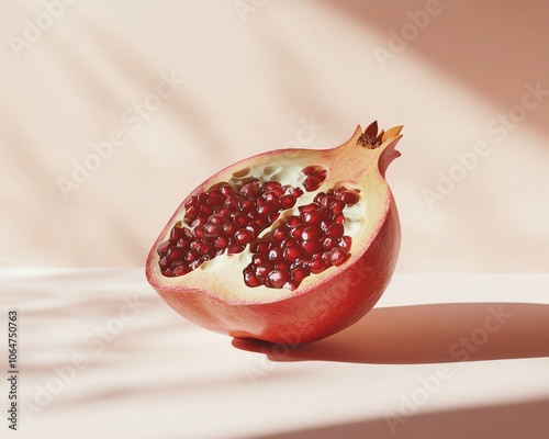 Cut pomegranate on a soft background