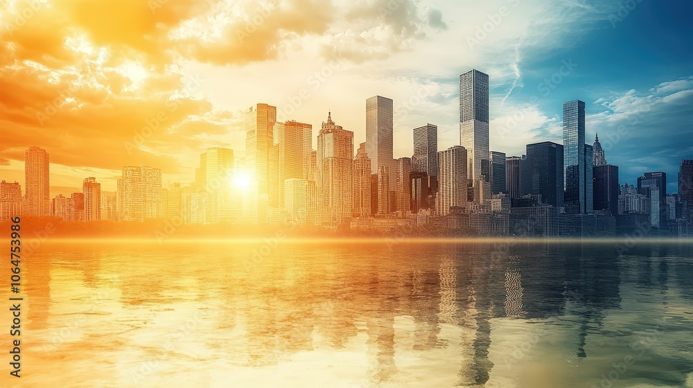 Fototapeta premium connection between urban areas and climate change impact zones.