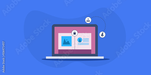 Data access control, encryption and secure passkey online information storage space, cyber security concept.