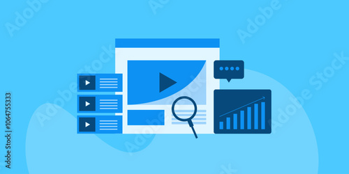 Video suggestion software tool display video content to user and increase online engagement rate, vector illustration concept.