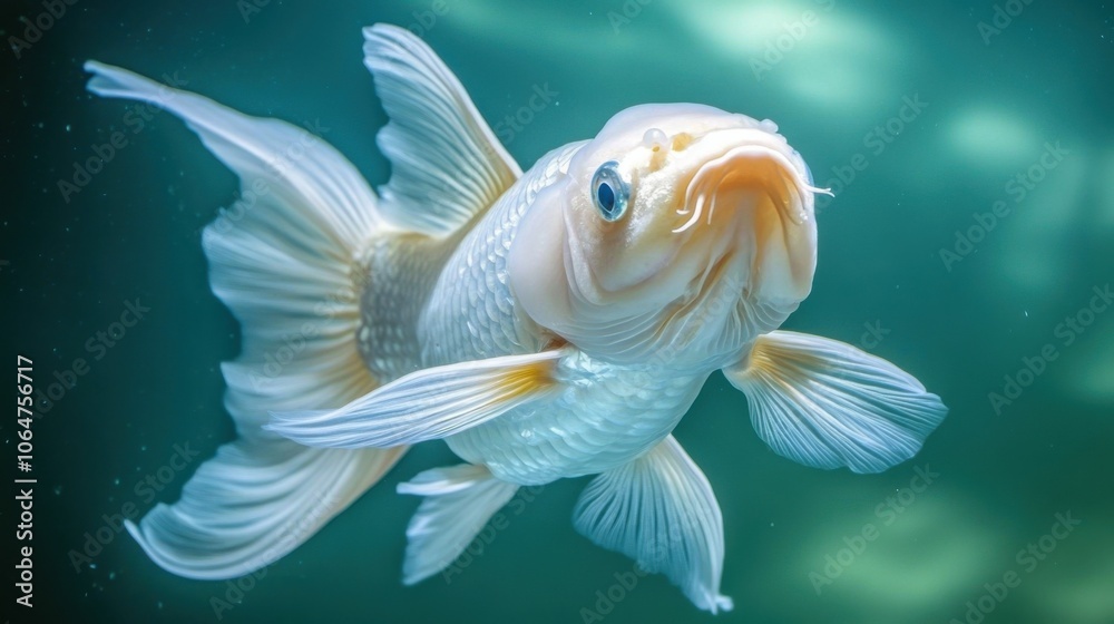 Elegant Ghost Koi Swimming Gracefully Underwater Elegant Ghost Koi Swimming Gracefully Underwater