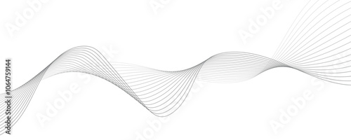 Abstract wave element for design. Digital frequency track equalizer. Stylized line art background. Vector illustration. Wave with lines created using blend tool. Curved wavy line, smooth stripe.