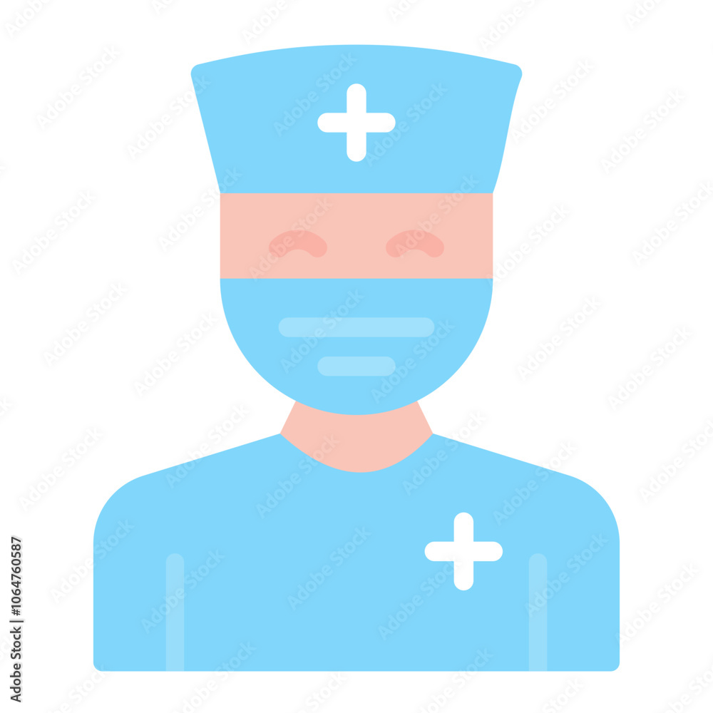 Nurse with Mask icon vector image. Can be used for Nursing. Nurse with Mask icon vector image. Can be used for Nursing.