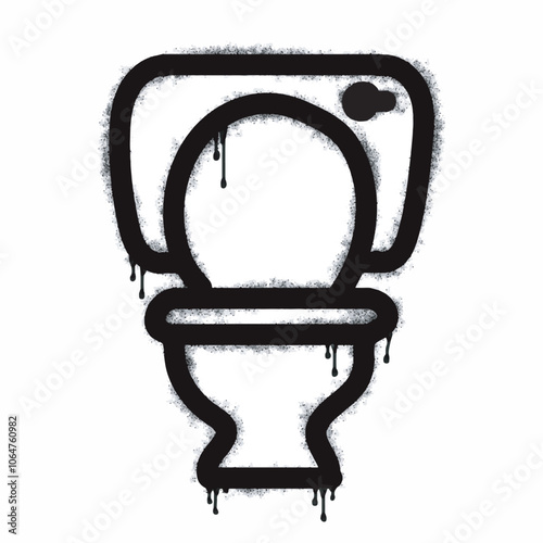 Spray Graffiti toilet icon isolated on white background. graffiti toilet icon with overspray in black on white. Vector illustration.
