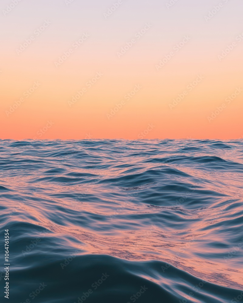 Fototapeta premium Mesmerizing vast open ocean reflecting twilight hues in a scene of ultimate tranquility and beauty.