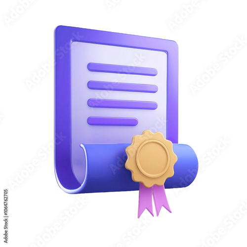 3d Diploma Certificate Icon on white background