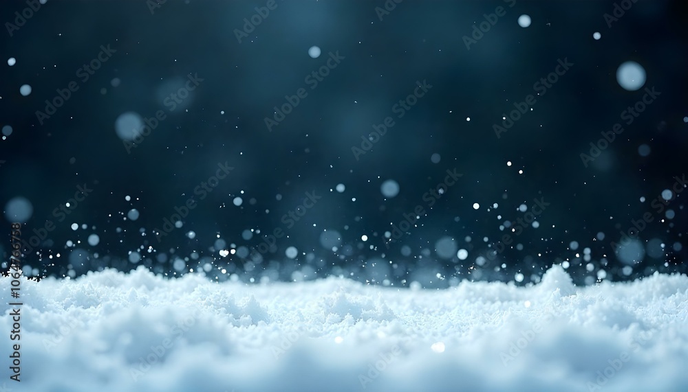 Naklejka premium Christmas white background with a light dusting of snow, featuring snowflakes delicately landing on the surface with copy space