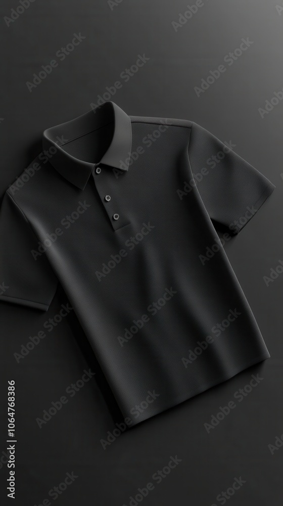 A dark polo shirt mockup features a ribbed collar and button placket with rich contrast A dark polo shirt mockup features a ribbed collar and button placket with rich contrast