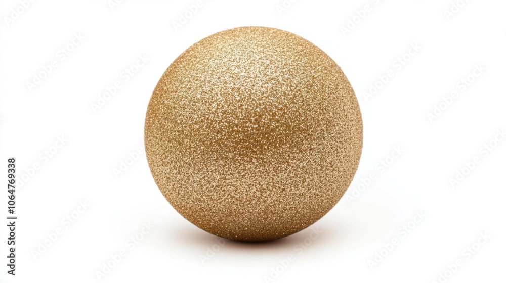 Classic golden Christmas ball with a matte finish and subtle sparkle, isolated on white Classic golden Christmas ball with a matte finish and subtle sparkle, isolated on white