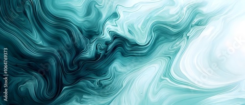 Flowing Teal and Green Watercolor Abstract with Gentle Swirls