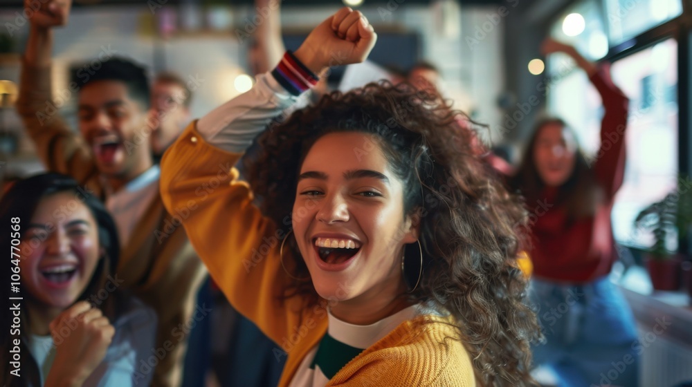 Fototapeta premium Graduates Celebrating Success Together: A Teamwork Moment Captured in a Joyful Commencement Atmosphere, Perfect for Educational and Inspirational Projects