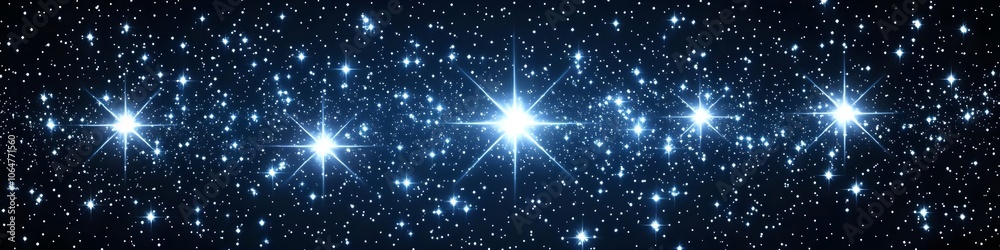Obraz premium Starry Night Sky with Bright Shining Stars on Blue Background