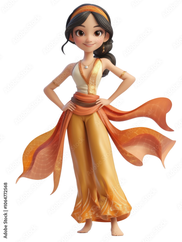 Fototapeta premium Vibrant Animated Character in Traditional Attire Capturing Cultural Essence
