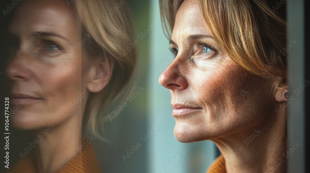 Reflective Middle-aged Woman with Sienna Skin Contemplating Her Life Journey with Emotional Depth in Sharp Focus Reflective Middle-aged Woman with Sienna Skin Contemplating Her Life Journey with Emotional Depth in Sharp Focus