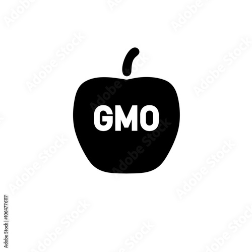 GMO Apple, Genetic Modified Eat Solid Flat Vector Icon Isolated on White Background.