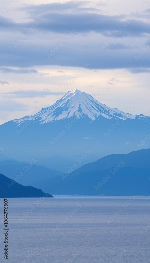 arafed mountain in the distance with a body of water in the foreground arafed mountain in the distance with a body of water in the foreground