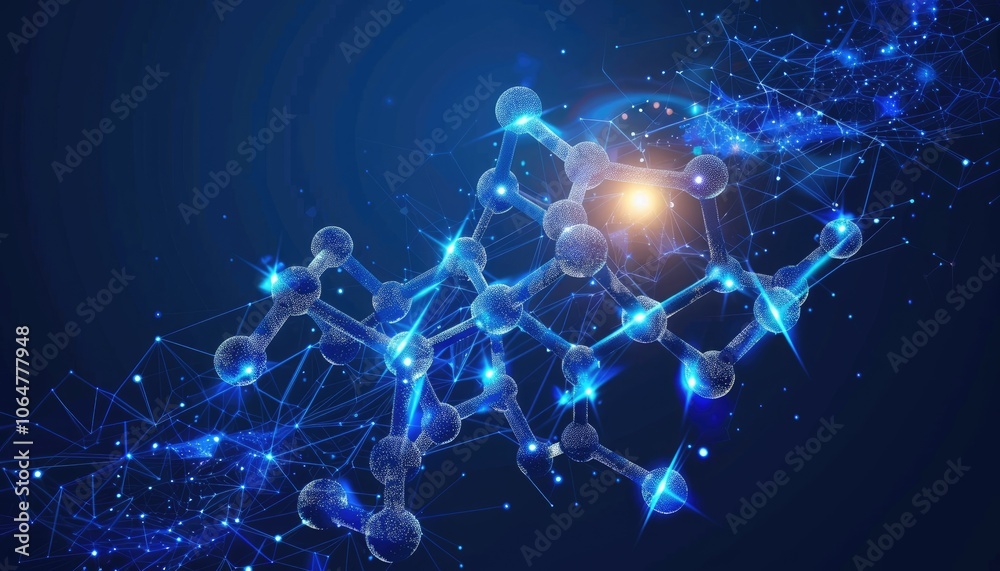 Abstract Blue Molecular Structure with Glowing Connections Abstract Blue Molecular Structure with Glowing Connections