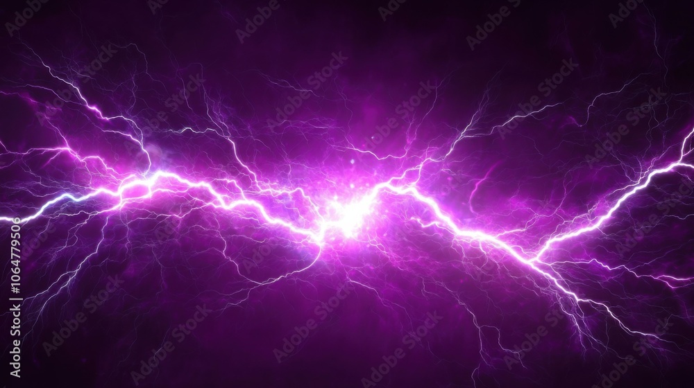Vibrant Purple Lightning in Dark Background