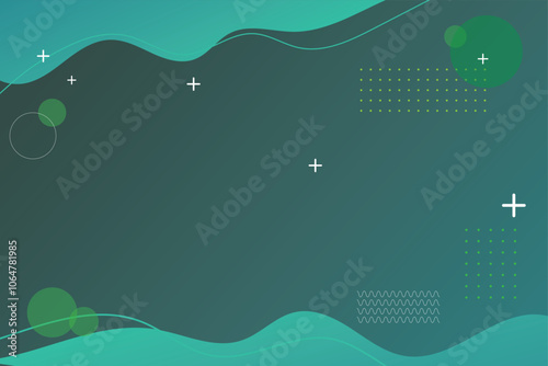 Geometric shape with green waves on a green background