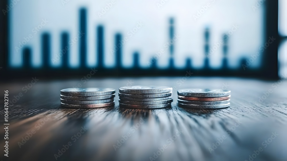 Analyzing Business Trends Through Financial Data: Coins and Graphs Representing Market Insights. Value and Price Concept Analyzing Business Trends Through Financial Data: Coins and Graphs Representing Market Insights. Value and Price Concept
