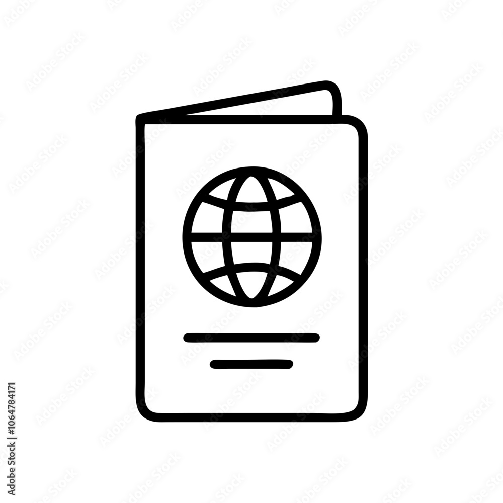 Passport with Globe Design, icon Passport with Globe Design, icon