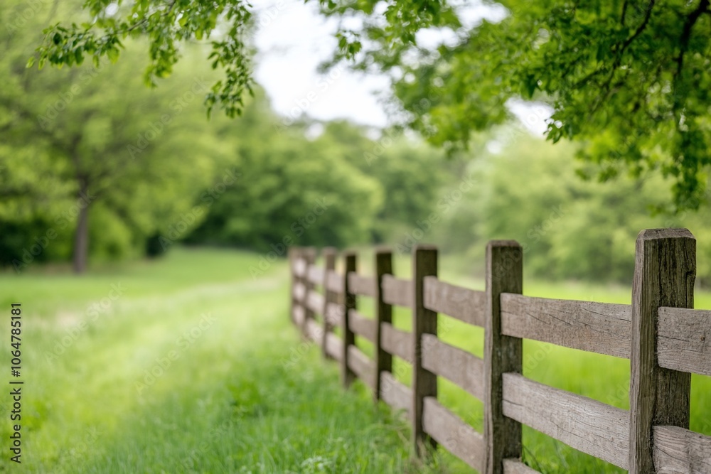 Wooden fence along a grassy path leading to a lush green forest. Wooden fence along a grassy path leading to a lush green forest.