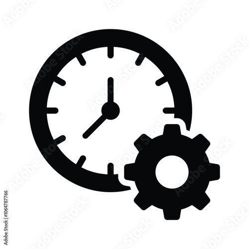 Gear with clock concept icon of time management