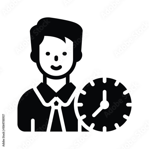 Clock with person concept icon of punctuality