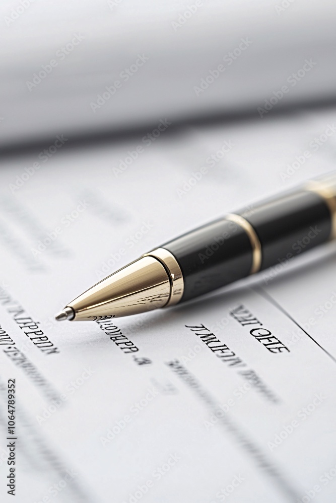 Detailed shot of a mortgage approval form with a pen resting beside it, partially signed; soft-focus background of bank documents and a neat workspace Detailed shot of a mortgage approval form with a pen resting beside it, partially signed; soft-focus background of bank documents and a neat workspace