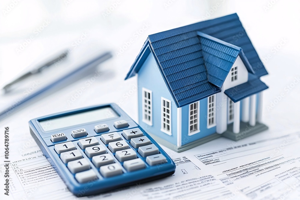 Detailed focus on a mortgage loan calculator on a financial advisor’s desk, loan documents nearby, symbolizing careful planning and financial decision-making Detailed focus on a mortgage loan calculator on a financial advisor’s desk, loan documents nearby, symbolizing careful planning and financial decision-making