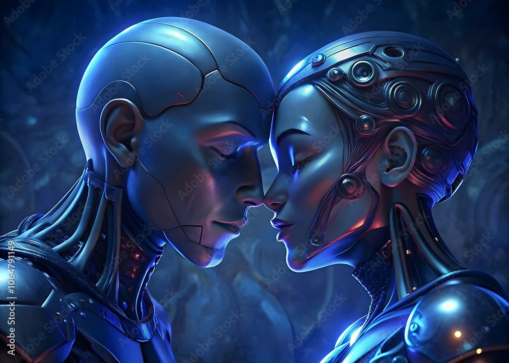 Futuristic Robots Embracing Connection Human Emotion Love Technology Futuristic Robots Embracing Connection Human Emotion Love Technology
