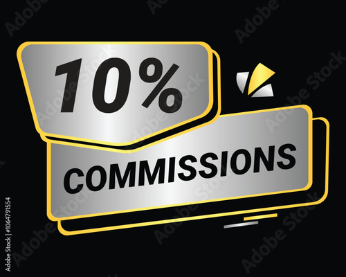 10% Commission symbol | 10% Badge | Silver commission symbol 
